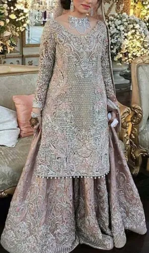 Wedding bridal lahnga set with dabka nagh pearls and threads work Model#B 98