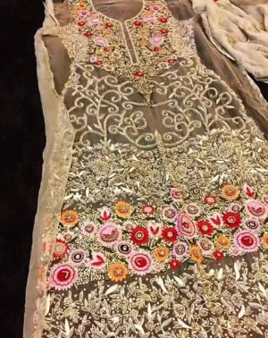 Wedding dress with muti threds  dabka nagh and pearl work Model#P 36