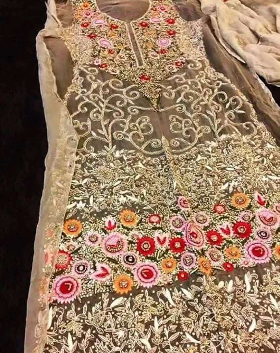 Wedding dress with muti threds  dabka nagh and pearl work Model#P 36