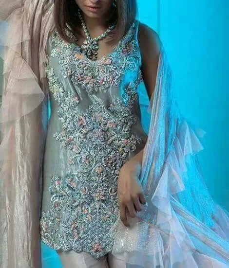 Wedding Party Dress with Dabka Nagh Cutwork & Multi Threads Work  Model # P218