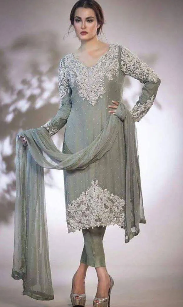 Wedding party dresswith dabka nagh and pearls work M#P 147