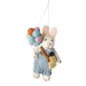 White Bunny Boy With Blue Pants & Balloons