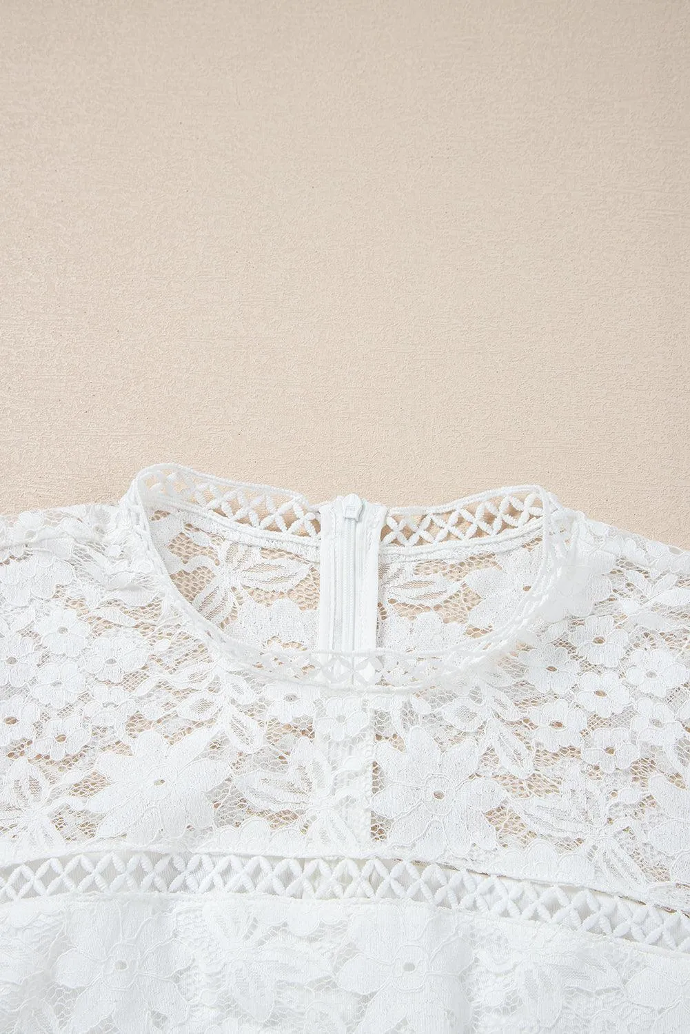 White Lace Peplum Floral Blouse