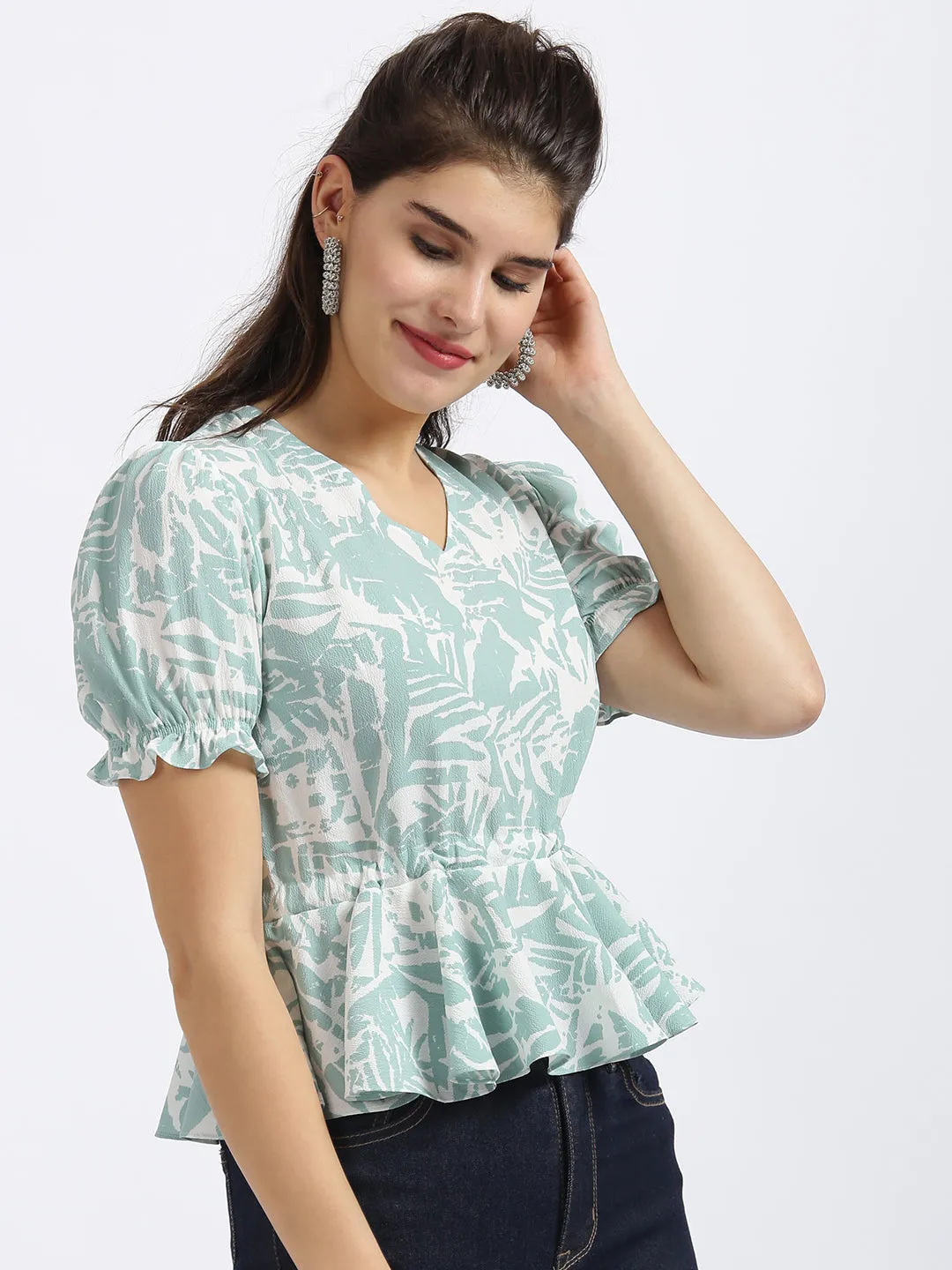 White Peplum Top