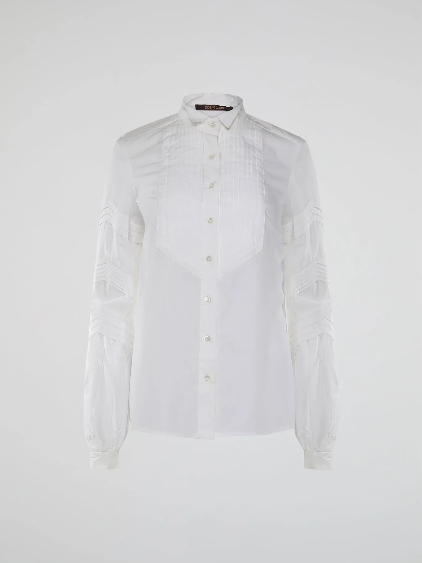 White Pleated Bib Shirt