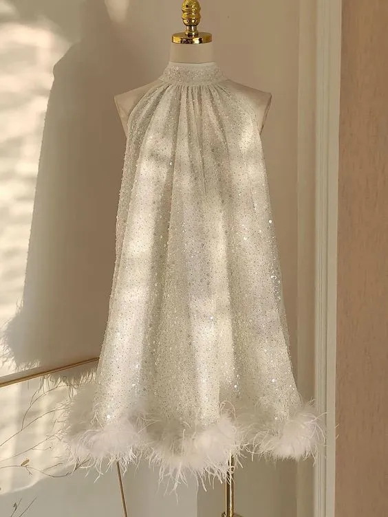 White Short Prom Dresses, Fashion Cocktail Dress    fg3488