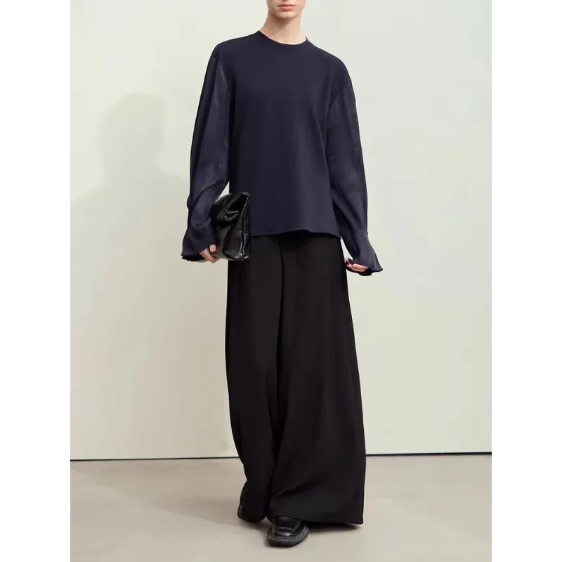 Wide-Leg Pleated Casual Pants