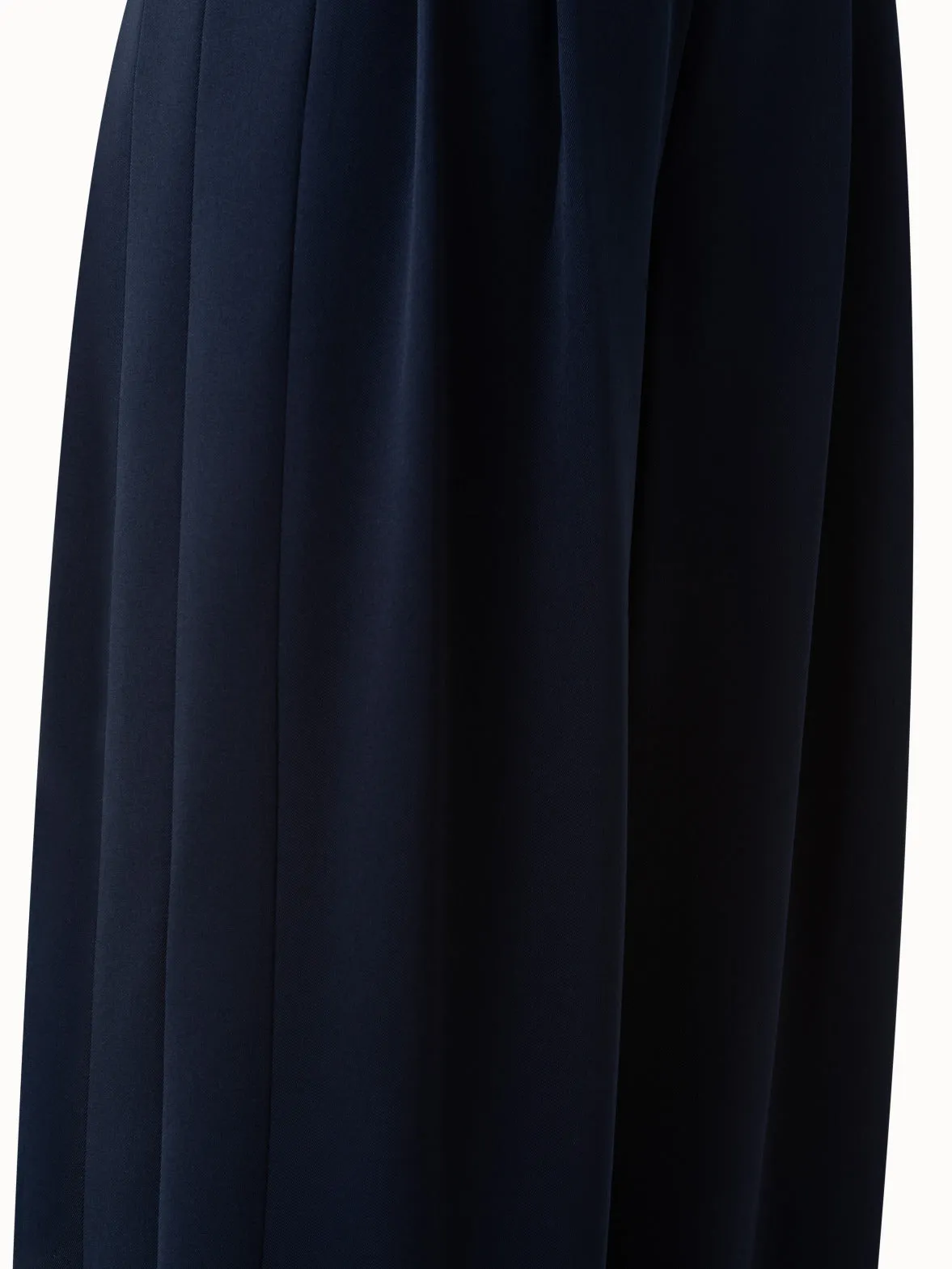 Wide Pleated Wool Gabardine Pants