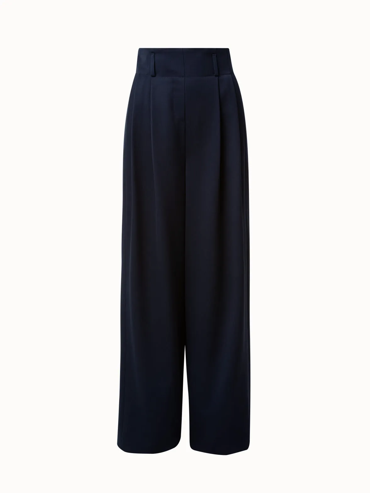 Wide Pleated Wool Gabardine Pants