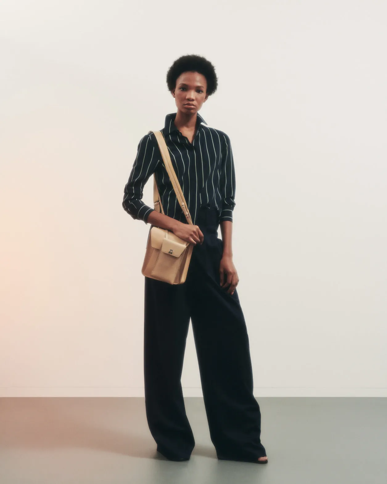 Wide Pleated Wool Gabardine Pants
