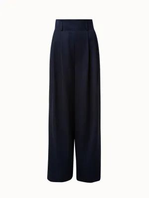 Wide Pleated Wool Gabardine Pants