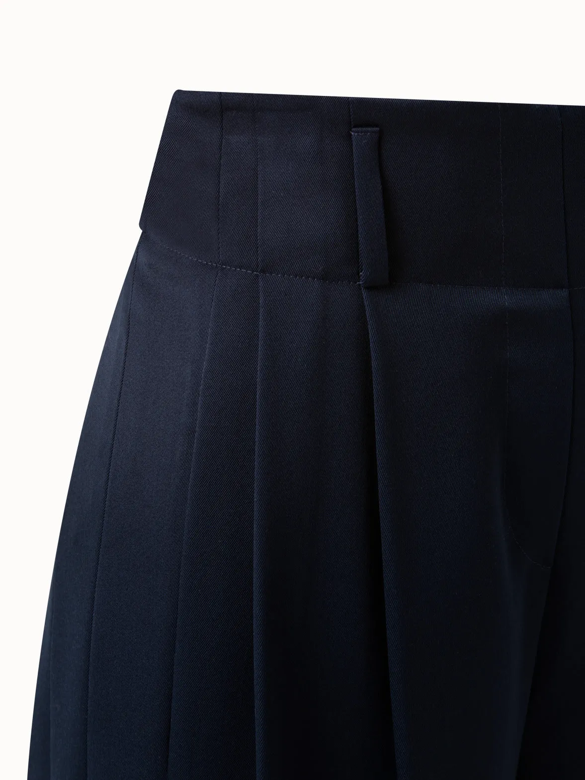 Wide Pleated Wool Gabardine Pants