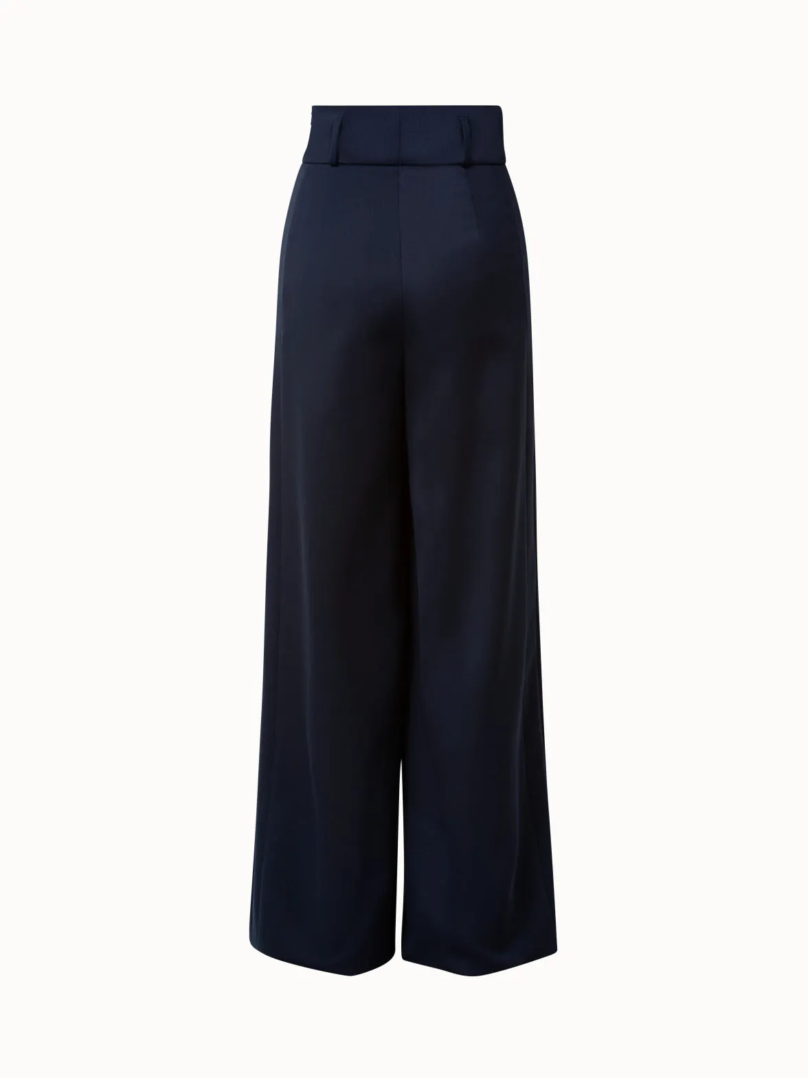 Wide Pleated Wool Gabardine Pants