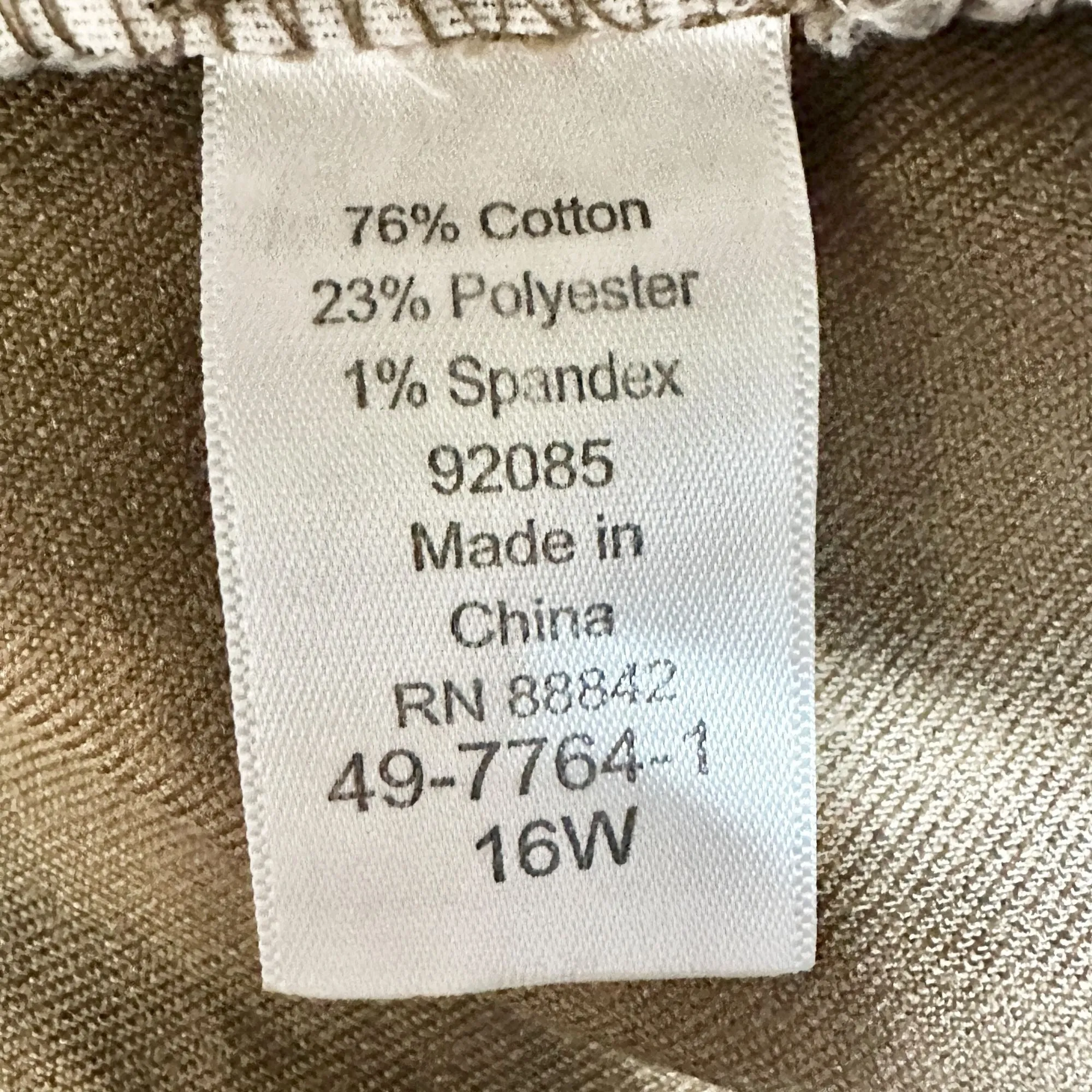 Woman Within Pants Womens Plus Size 16W Beige Bootcut Cotton Blend Stretch