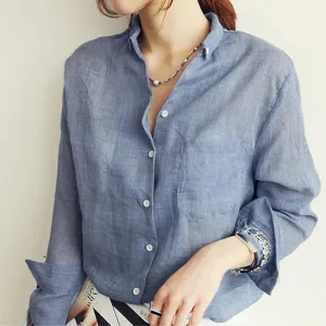 Women Blouses Linen Blouse White Shirt Plus Size Woman Clothes Womens Tops S1774