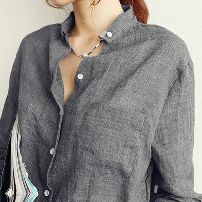 Women Blouses Linen Blouse White Shirt Plus Size Woman Clothes Womens Tops S1774