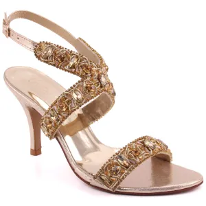Women "MONANA" Crystal Stone Decorated Wedding Stiletto Heel Slip On Sandals