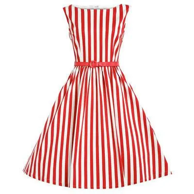 Women White Black Striped Dresses Sleeveless Slim A-Line Dresses Summer Daily Formal Work Dresses