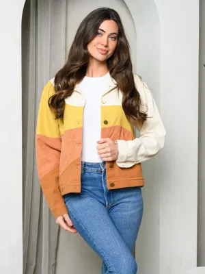 WOMEN'S LONG SLEEVE BUTTON UP COLORBLOCK JACKET