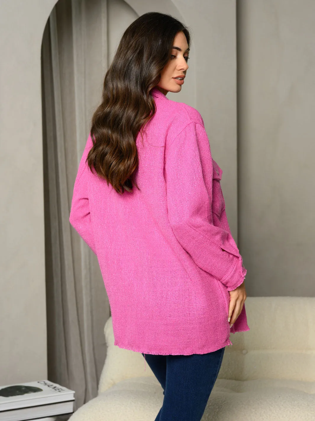 WOMEN'S LONG SLEEVE COLLAR POCKETS JACKET
