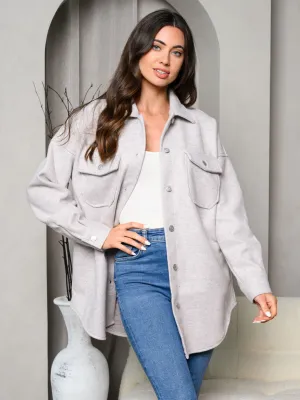 WOMEN'S LONG SLEEVE FRONT POCKET BUTTON UP JACKET