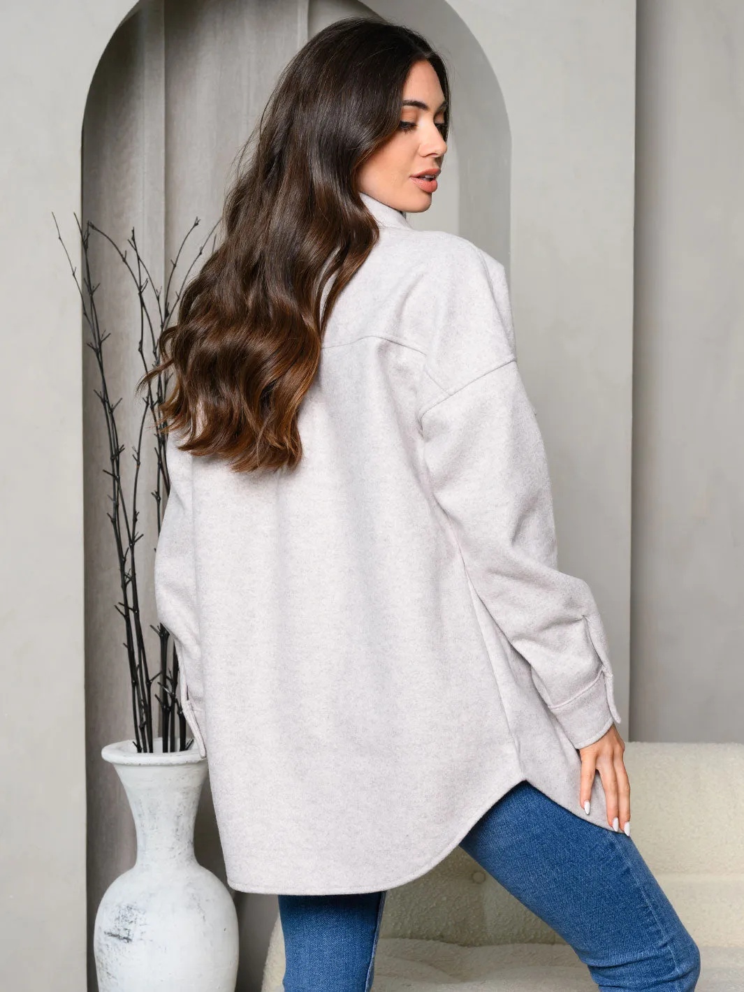 WOMEN'S LONG SLEEVE FRONT POCKET BUTTON UP JACKET