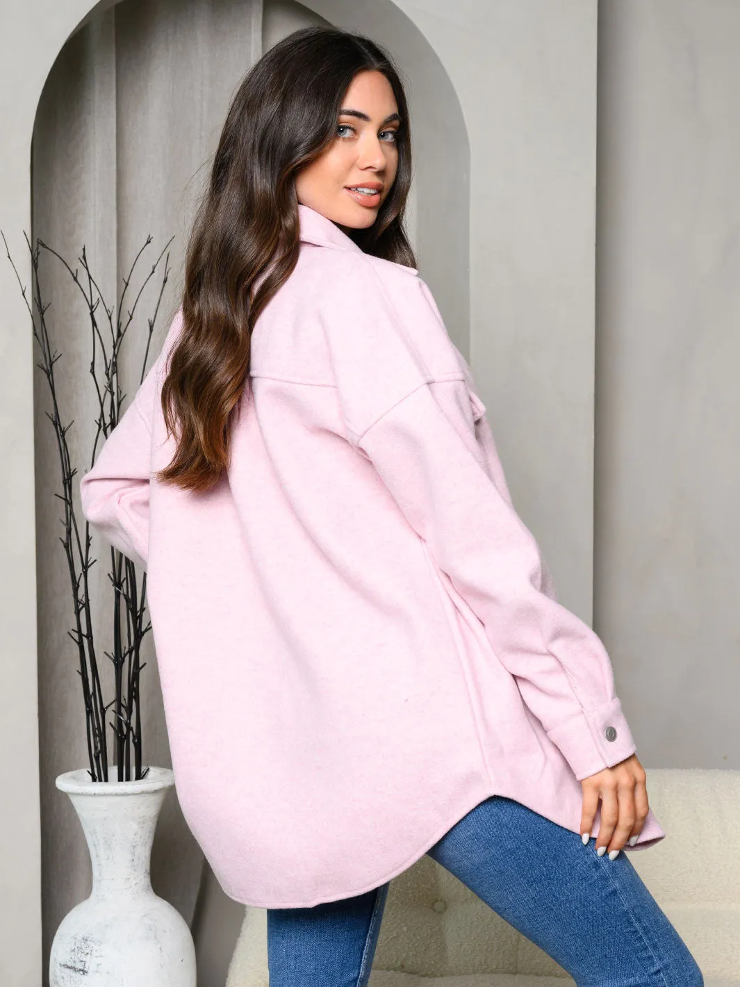 WOMEN'S LONG SLEEVE FRONT POCKET BUTTON UP JACKET