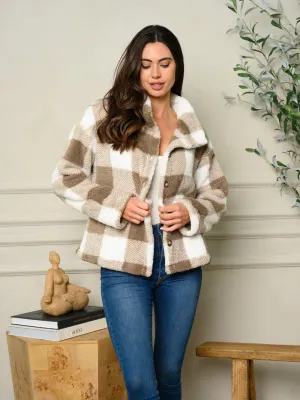 WOMEN'S LONG SLEEVE PLAID COLLAR COAT SWEATER