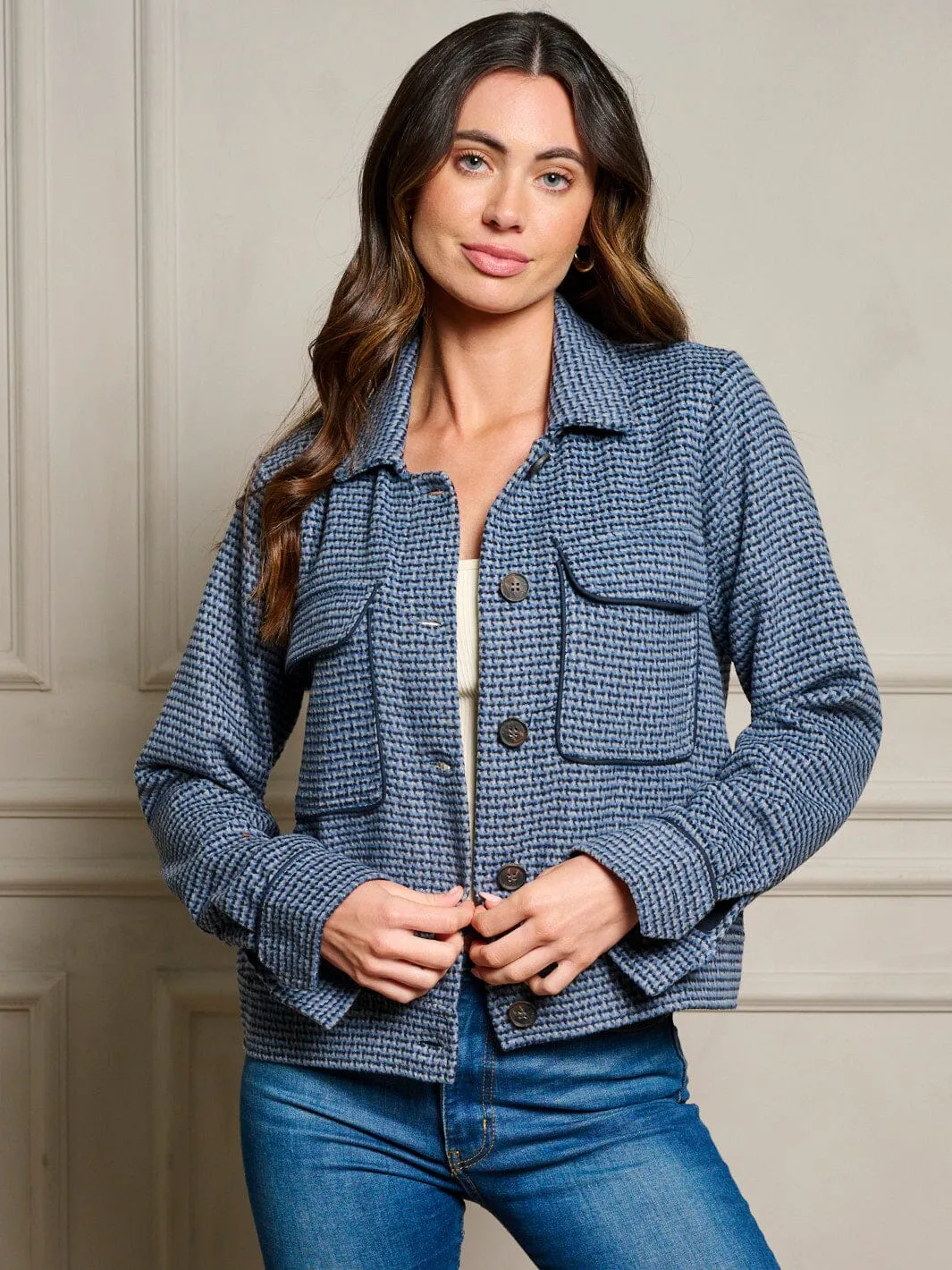 WOMEN'S LONG SLEEVE POCKETS BUTTON UP JACKET