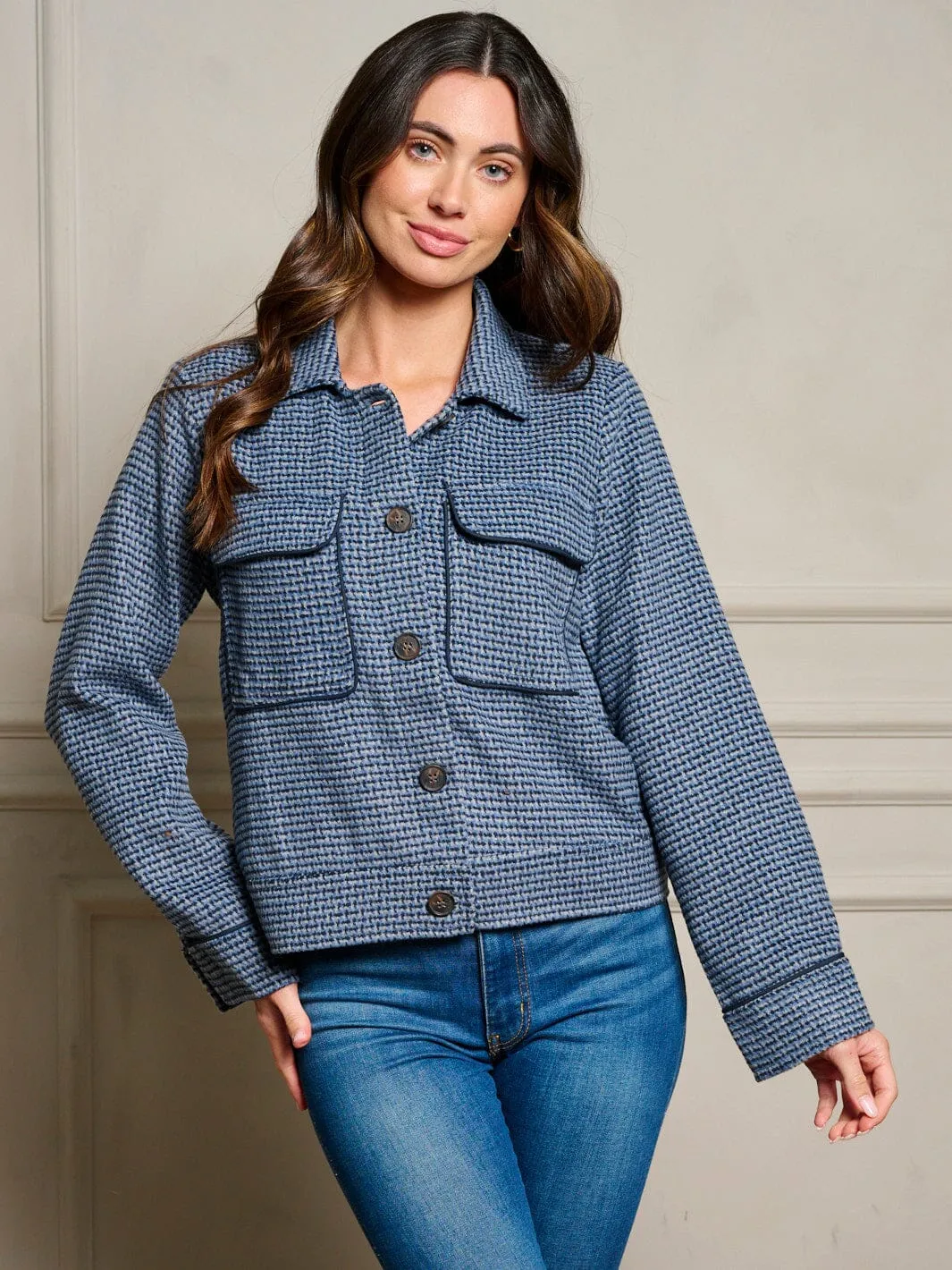 WOMEN'S LONG SLEEVE POCKETS BUTTON UP JACKET