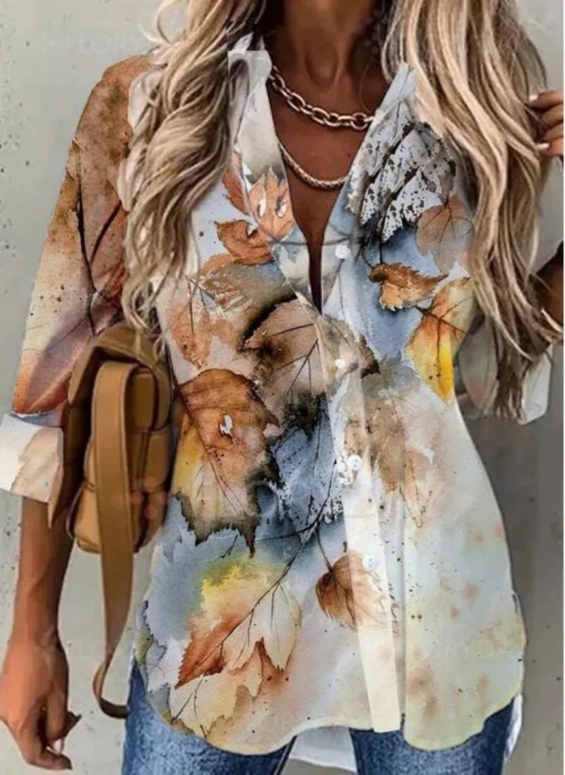Womens Shirt Lifestyle/Floral Print Long-Sleeved Shirt Casual Loose Top
