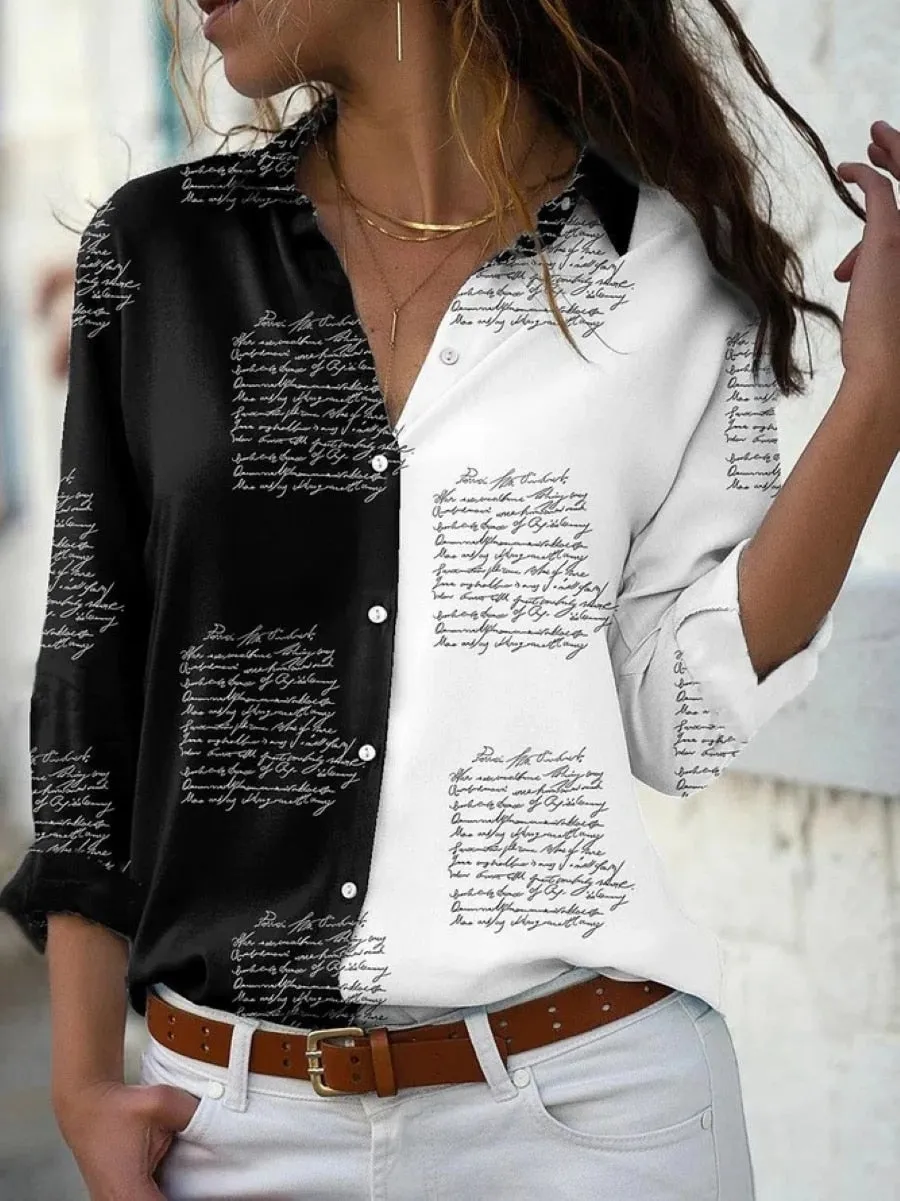 Womens Shirt Lifestyle/Floral Print Long-Sleeved Shirt Casual Loose Top