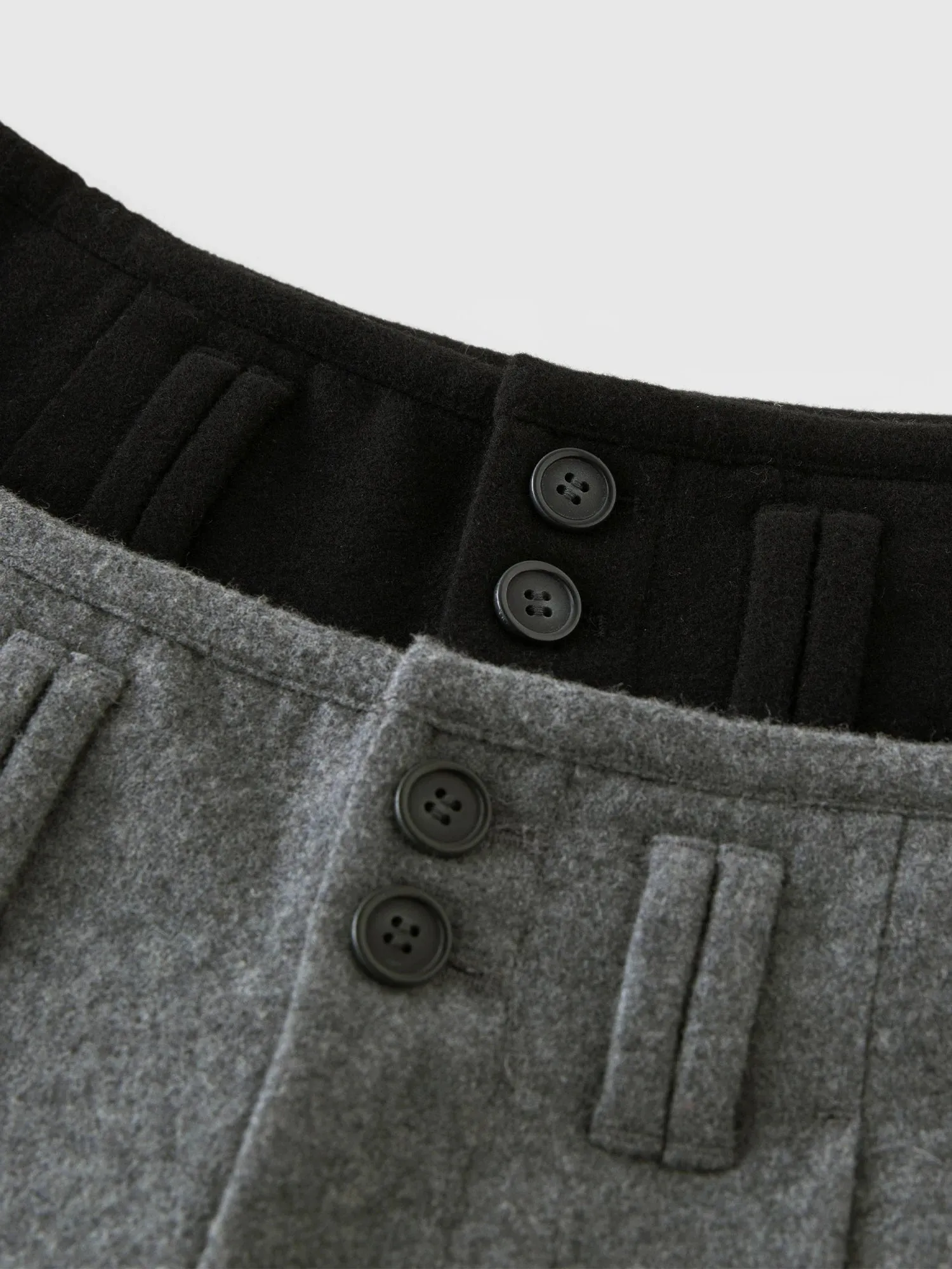 Women's Wool Blended Pants - High-Waisted Straight Full-Length Office Style with Pleated Design