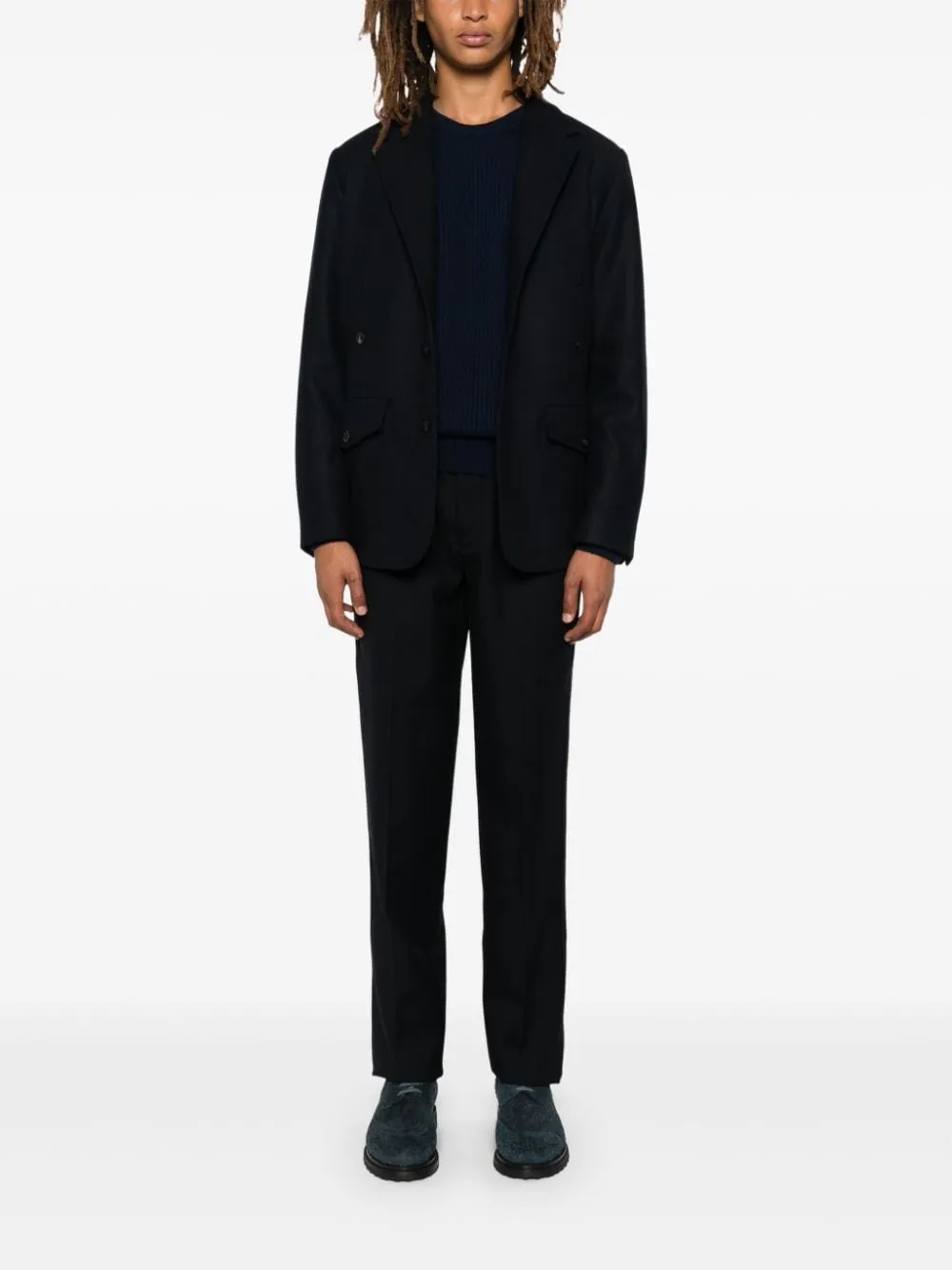 Wool and cashmere single-breasted jacket