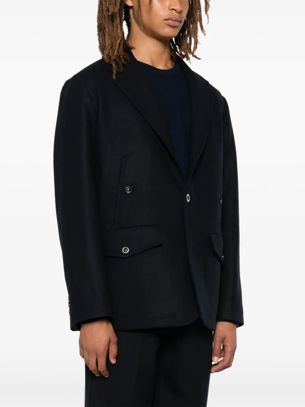 Wool and cashmere single-breasted jacket