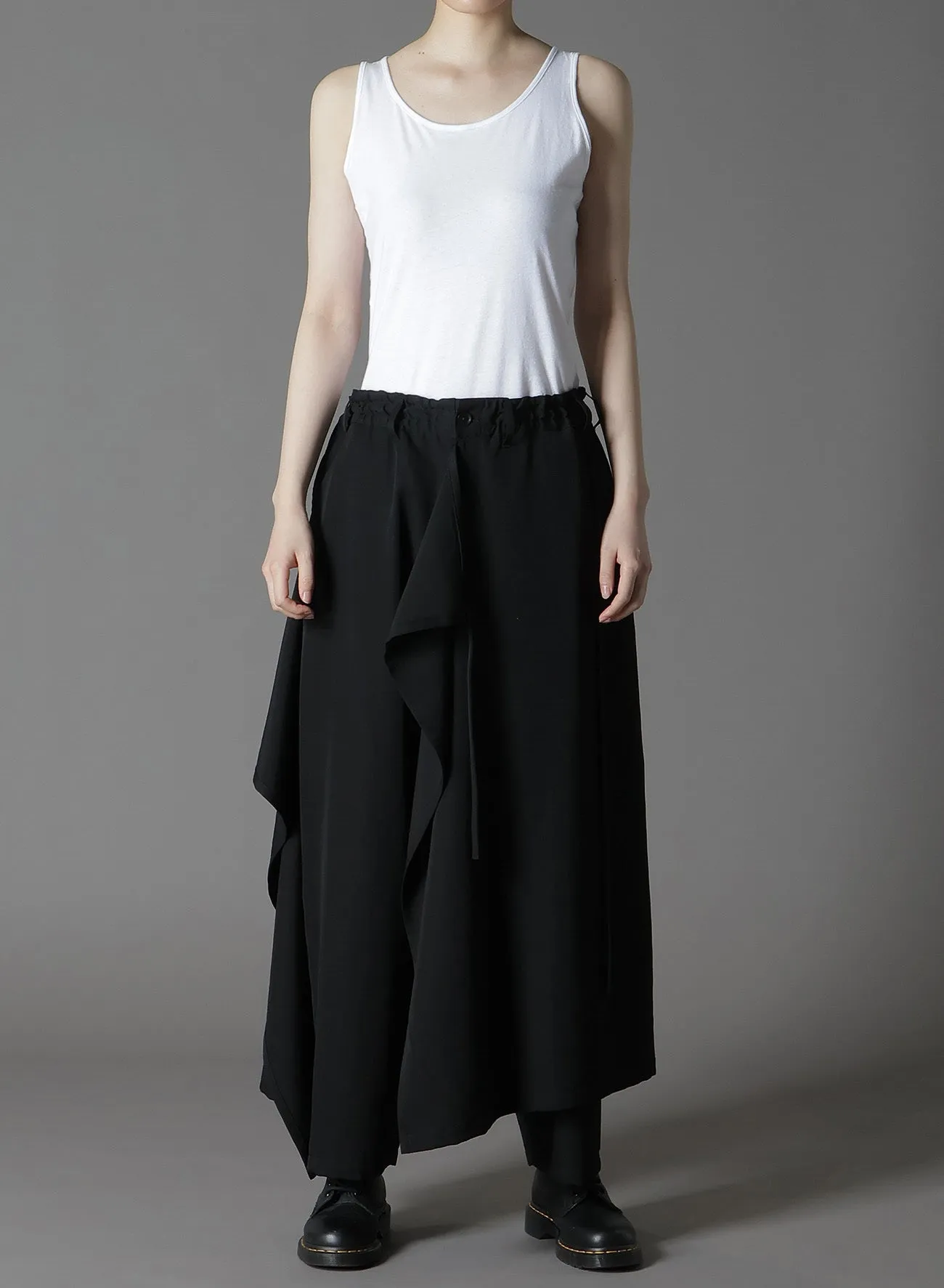 WOOL GABARDINE BOUND SKIRT PANTS
