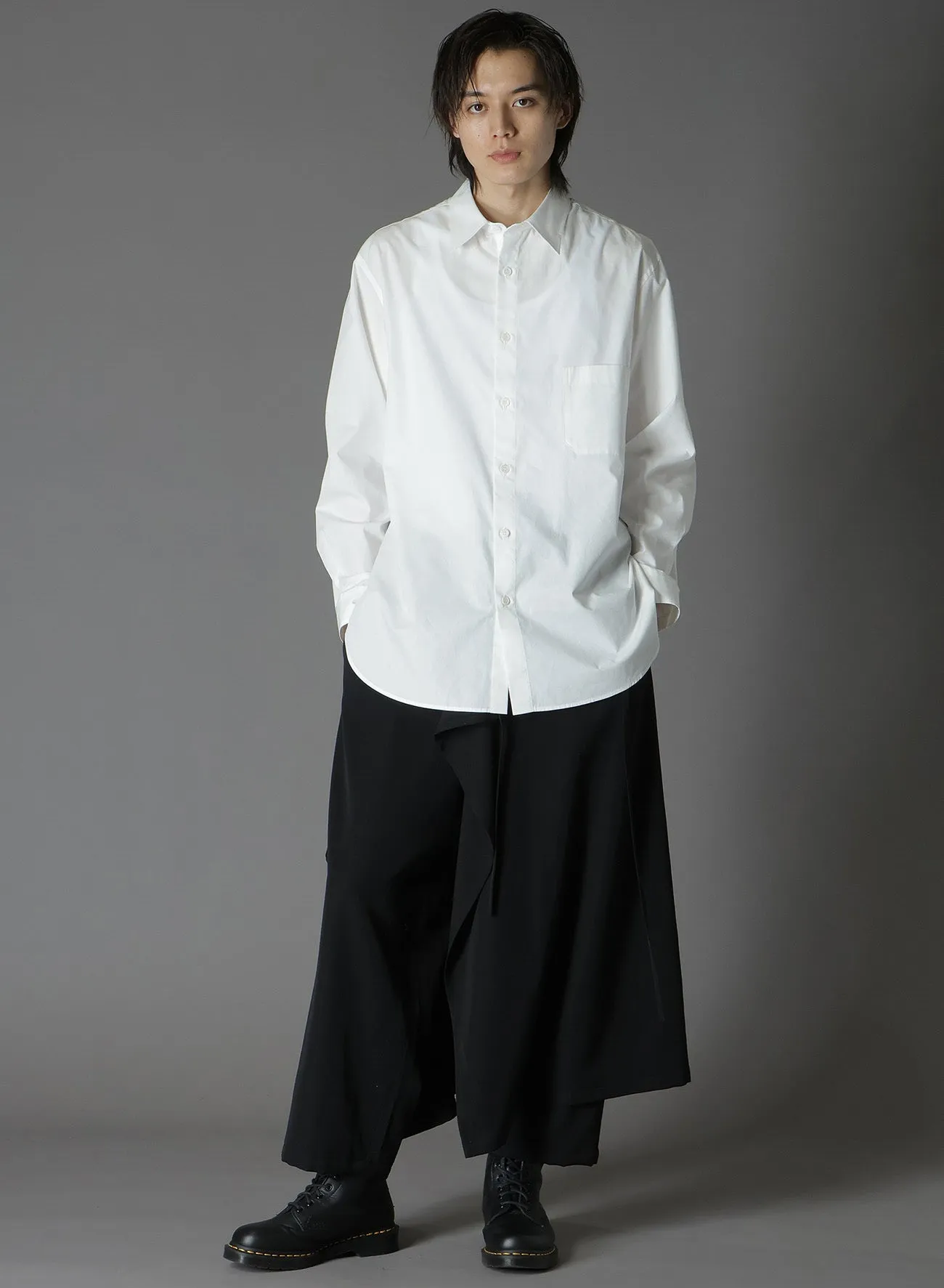 WOOL GABARDINE BOUND SKIRT PANTS