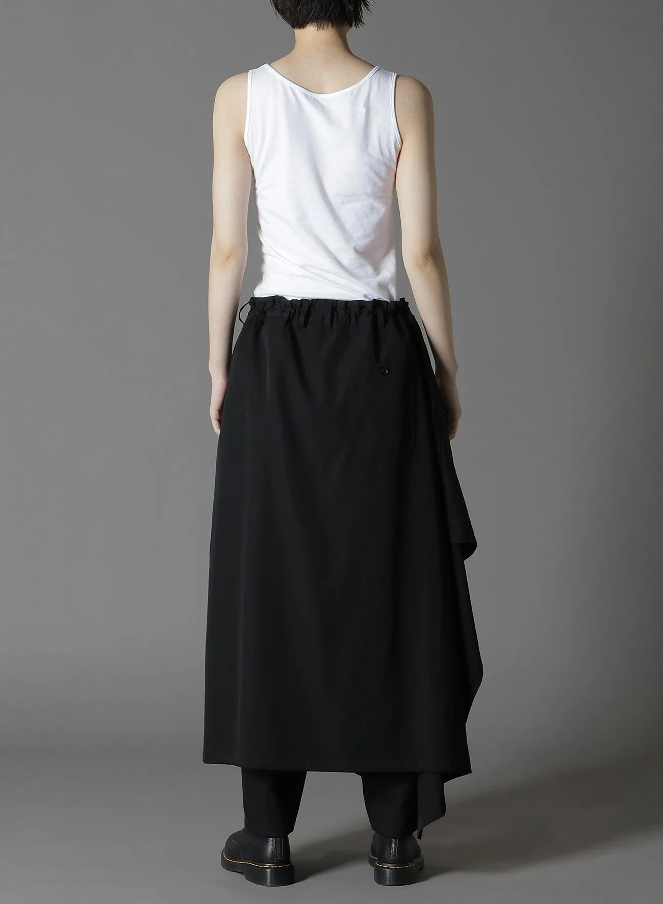 WOOL GABARDINE BOUND SKIRT PANTS