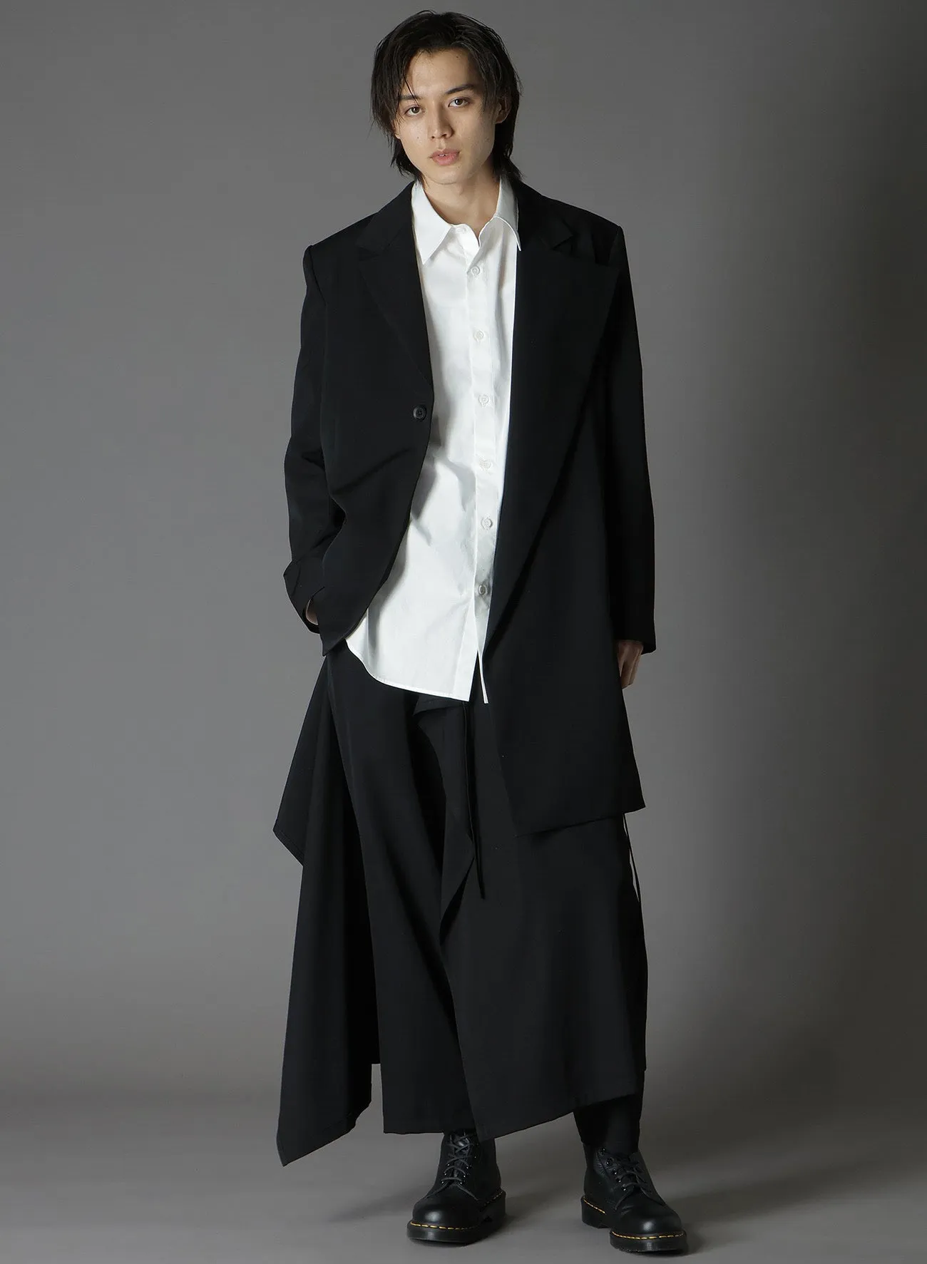 WOOL GABARDINE BOUND SKIRT PANTS