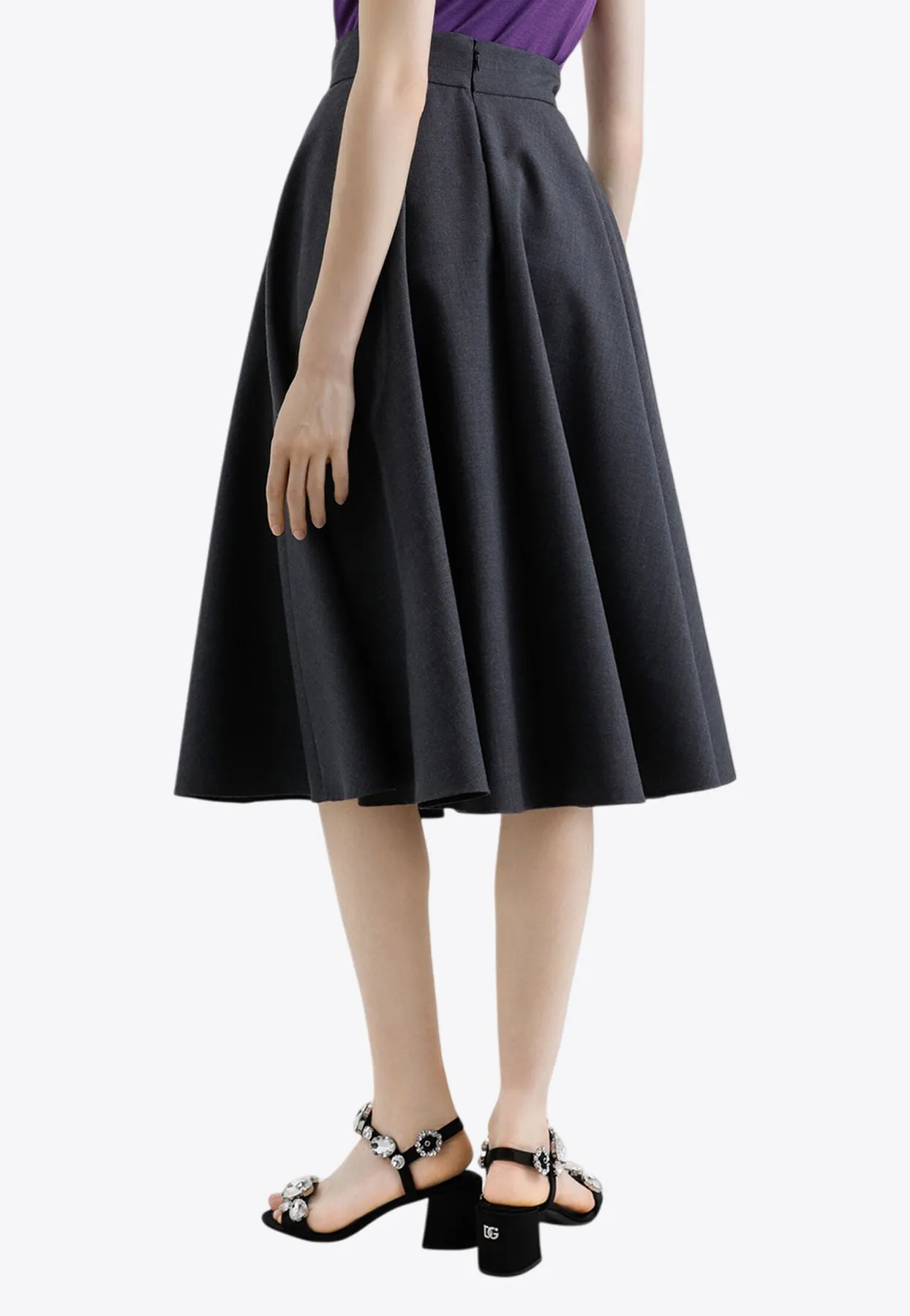 Woolen Midi Circle Skirt