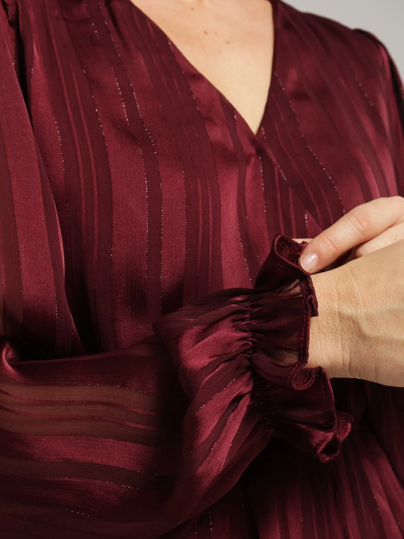 Wrap Peplum Blouse - Wine