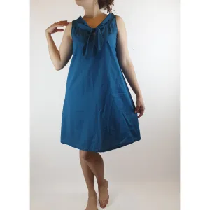 Yoshi Jones beautiful blue sleeveless dress with sailor style necktie size S (best fits size 10)