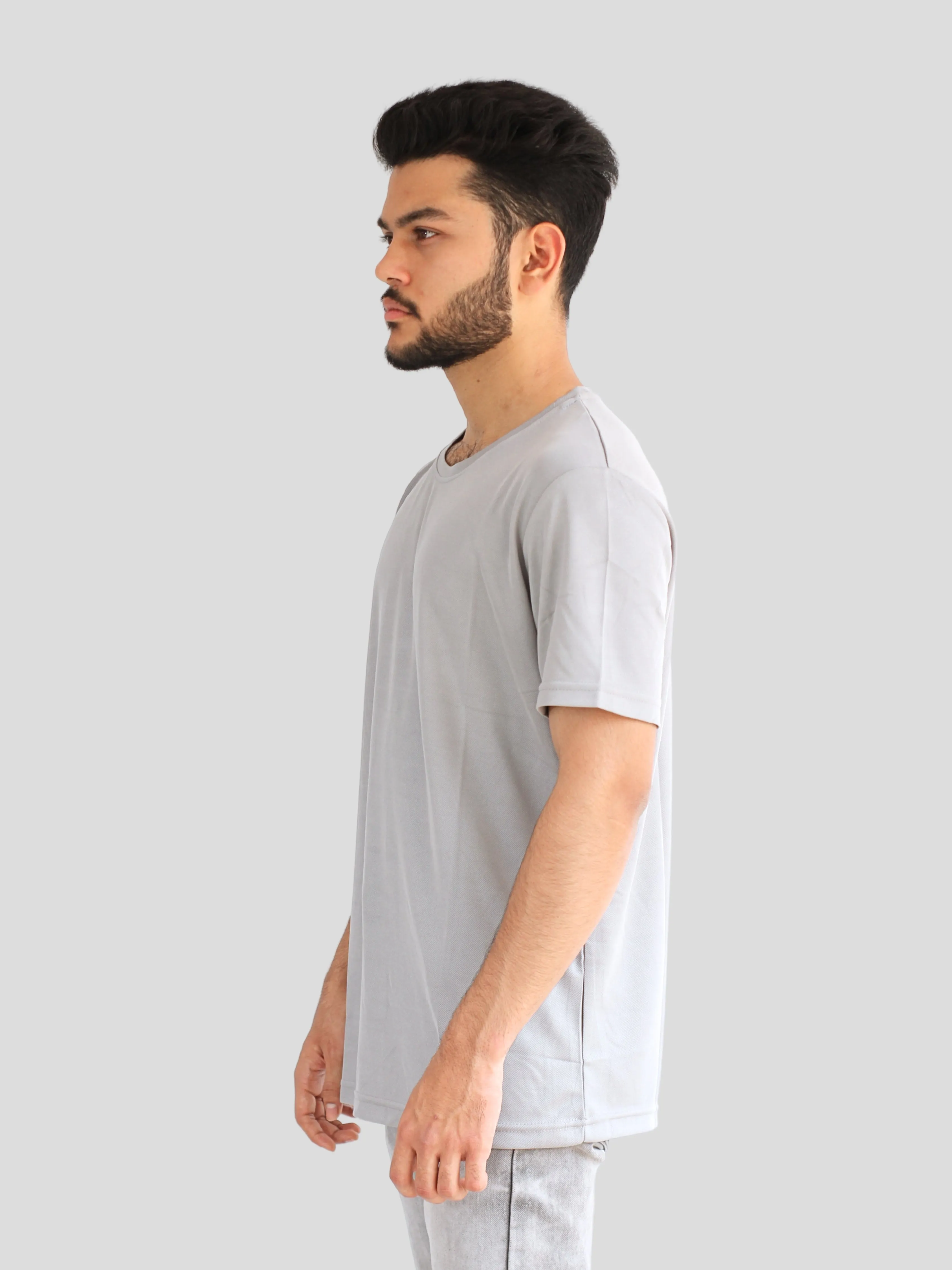 Youth Robe Men's Plain Round Neck T-Shirt (Grey)