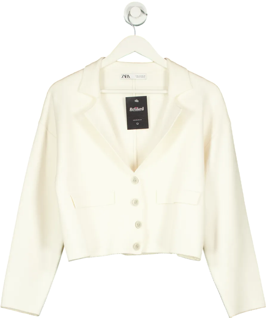 ZARA Cream Knit Button Up Jacket UK M