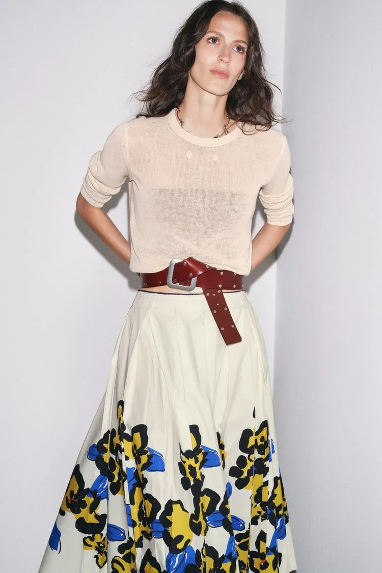 ZW Collection Printed Pleated Skirt