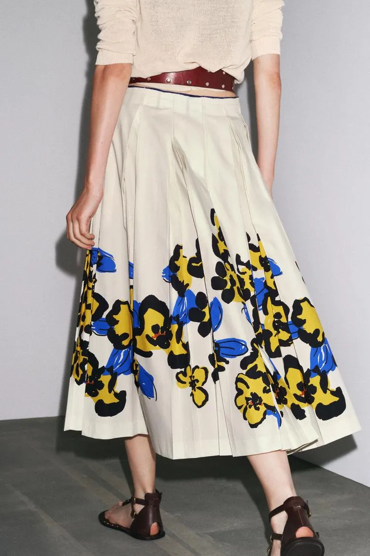 ZW Collection Printed Pleated Skirt