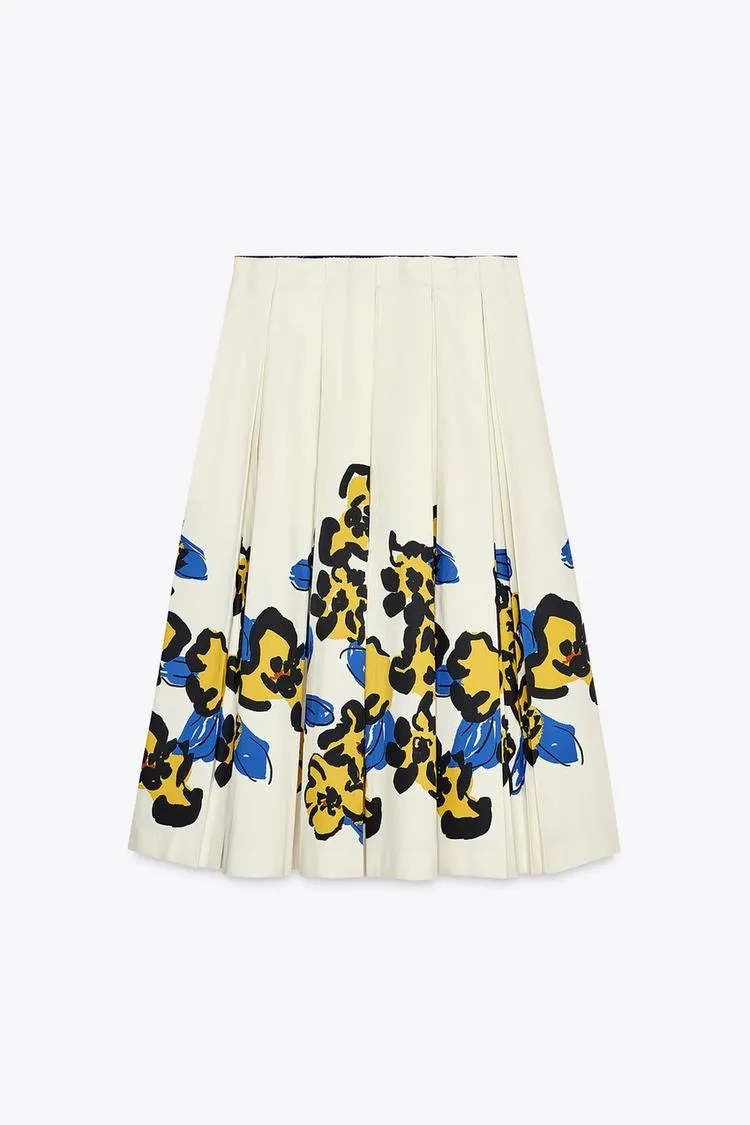ZW Collection Printed Pleated Skirt