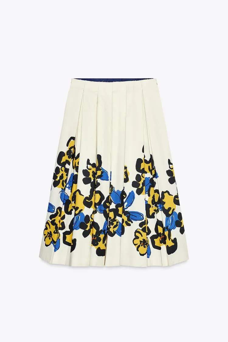 ZW Collection Printed Pleated Skirt