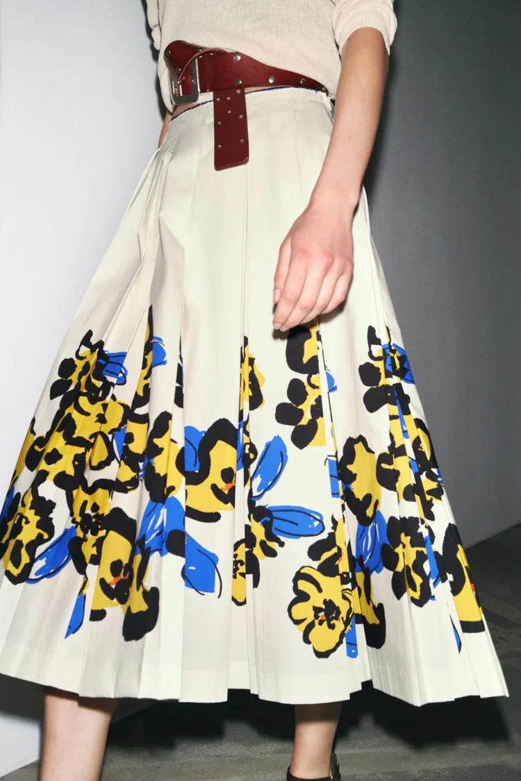 ZW Collection Printed Pleated Skirt